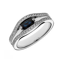 Dijamantni prsten sa plavim Safirom